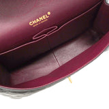 【6ic3563】シャネル ショルダーバッグ デカマトラッセ Wフラップ Wチェーン ラムスキン ブラック ゴールド金具【中古】レディース