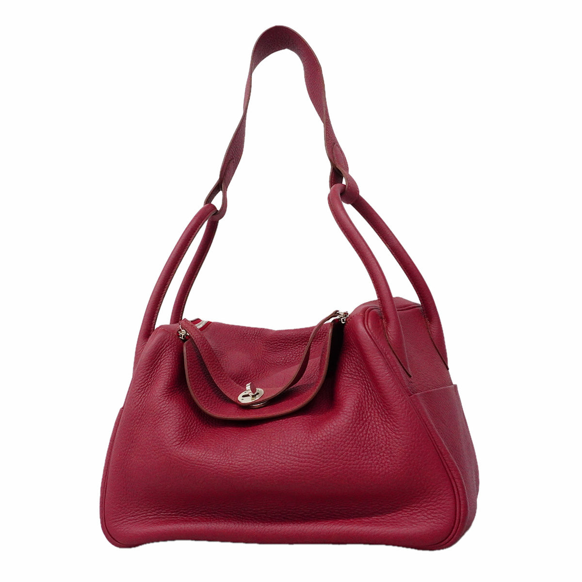 【6ic3565】エルメス ハンドバッグ リンディ34 トリヨンクレマンス ルビー シルバー金具 □O刻印 2wayバッグ【中古】レディース