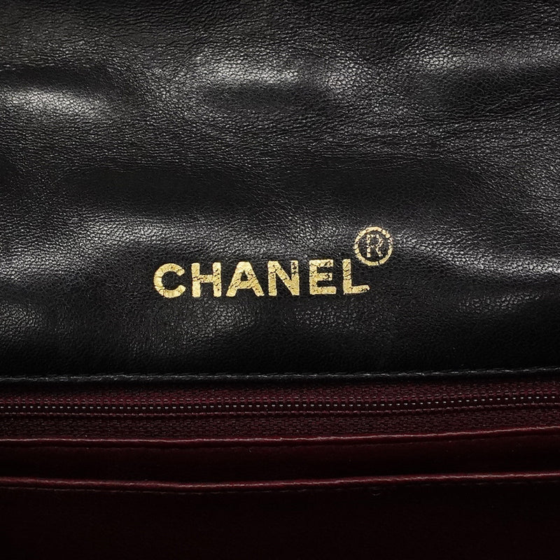 【6ic3577】シャネル ショルダーバッグ マトラッセ チェーンショルダー ラムスキン ブラック ゴールド金具【中古】レディース