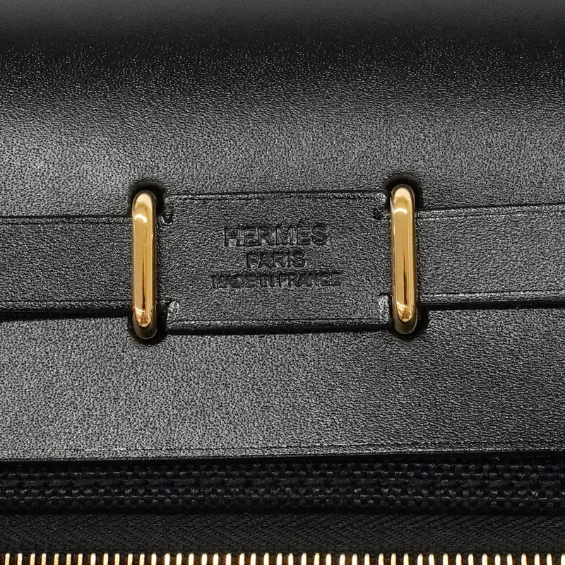 【6ic3592】エルメス ショルダーバッグ エールバッグジップミニ トワルミリタリー ブラック ゴールド金具 G刻印【中古】レディース
