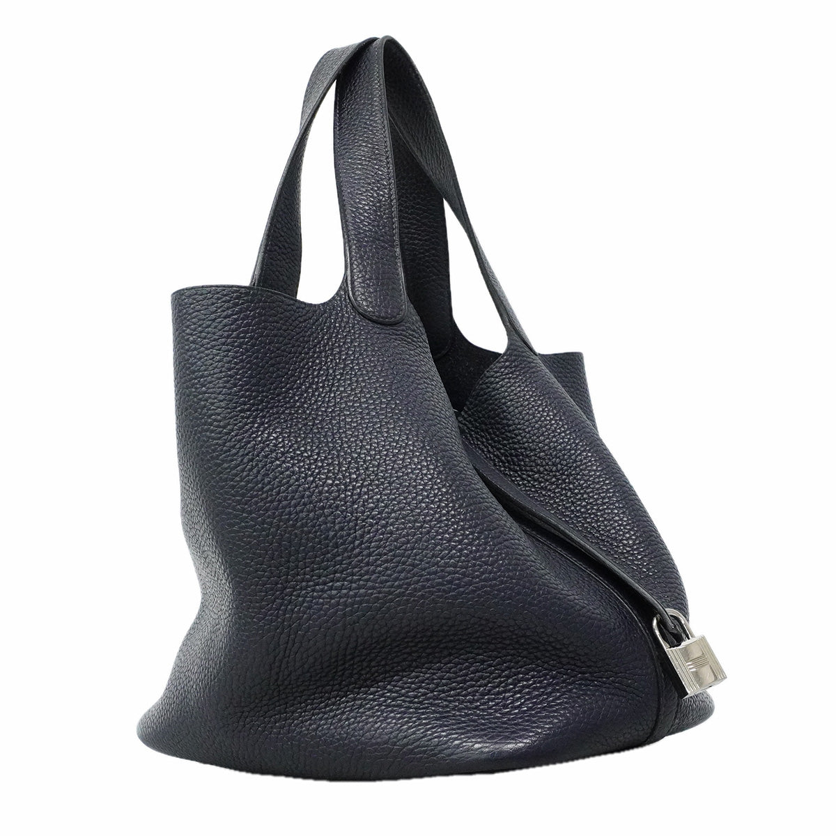 【6ic3595】エルメス ハンドバッグ ピコタンロックMM トリヨンクレマンス ブルーネイビー シルバー金具 X刻印【中古】レディース