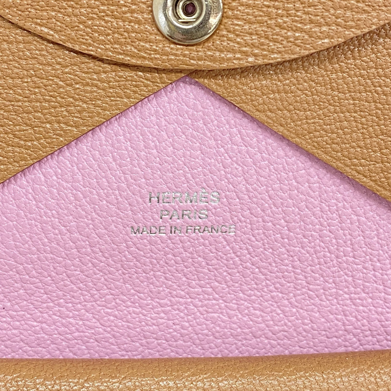 【6ic3640】エルメス コインケース カルヴィデュオ シェブルミゾル チャイ/モーヴシルべストル シルバー金具 U刻印【中古】レディース