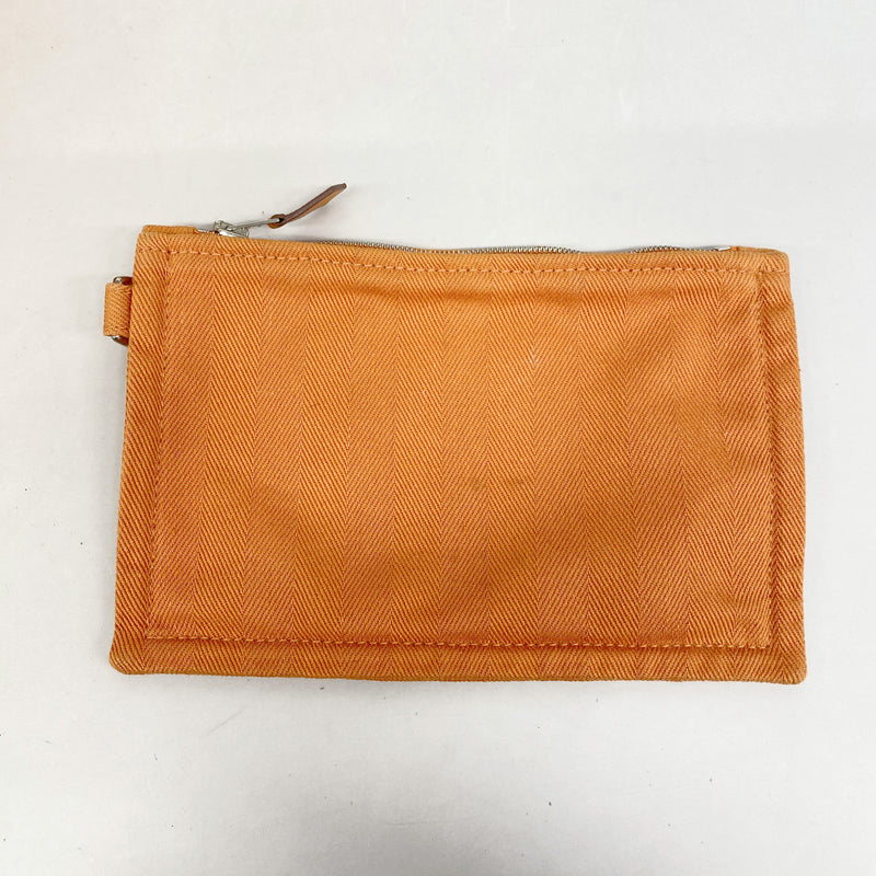 【6ic3657】エルメス トートバッグ ヴァルパライソPM トワルシェブロン オレンジ シルバー金具【中古】レディース
