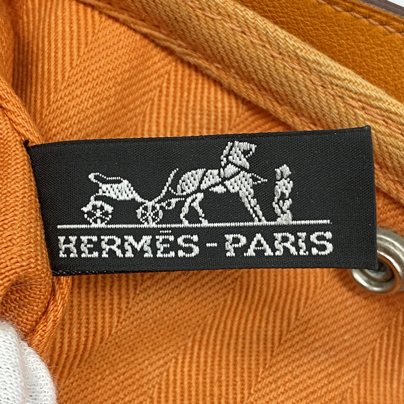 【6ic3657】エルメス トートバッグ ヴァルパライソPM トワルシェブロン オレンジ シルバー金具【中古】レディース