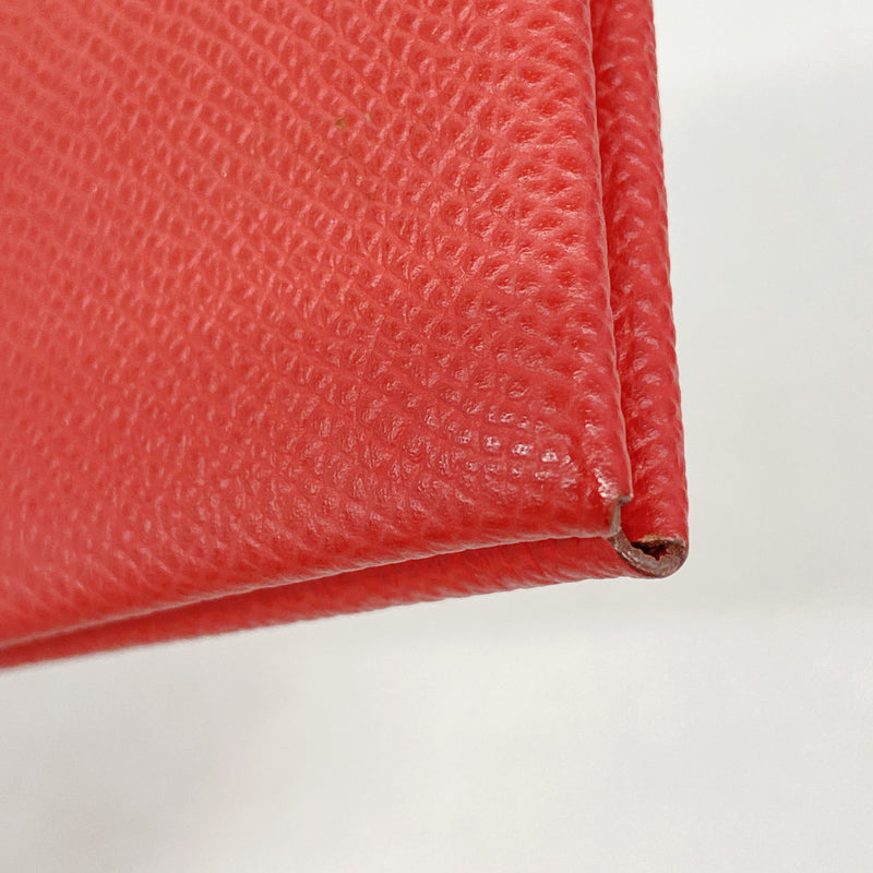 【6ic3658】エルメス カードケース カルヴィ ヴォーエプソン ルージュクー シルバー金具 D刻印【中古】レディース