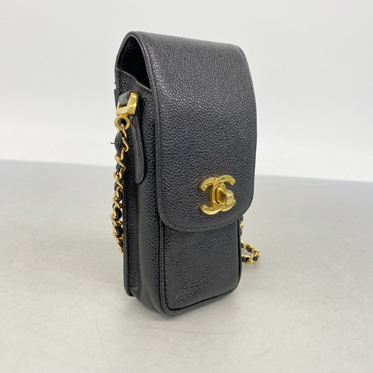 【6ic3659】シャネル ショルダーバッグ チェーンショルダー キャビアスキン ブラック ゴールド金具【中古】レディース