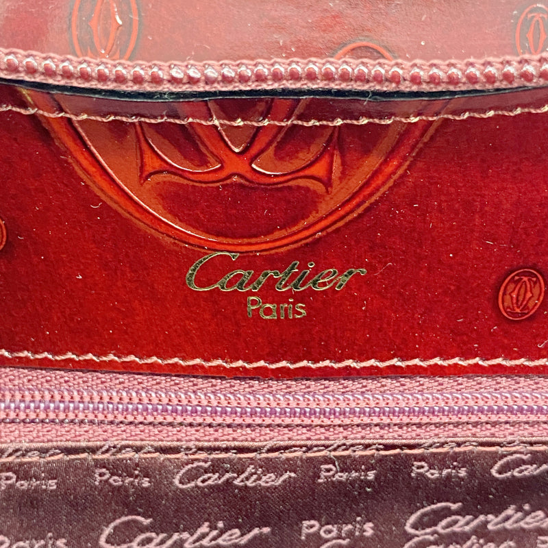 【6ic3660】カルティエ リュック・デイパック ハッピーバースデー エナメル ボルドー ゴールド金具【中古】レディース
