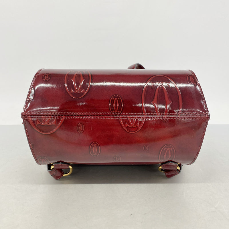 【6ic3660】カルティエ リュック・デイパック ハッピーバースデー エナメル ボルドー ゴールド金具【中古】レディース