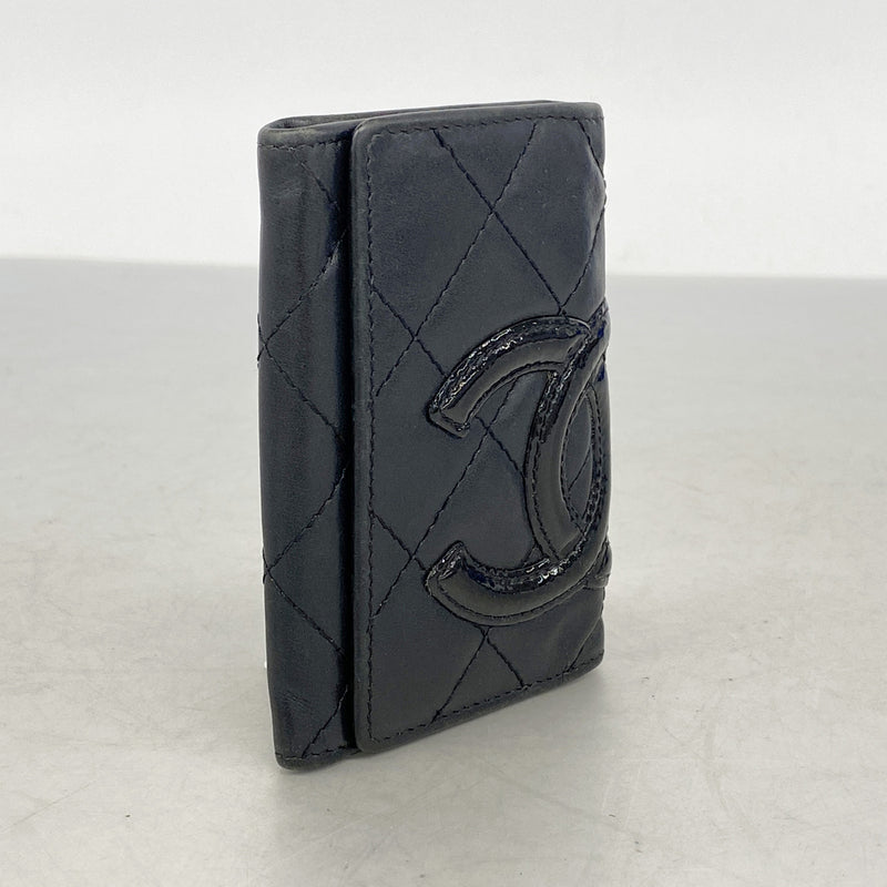 【6ic3662】シャネル キーケース カンボン ラムスキン ブラック シルバー金具【中古】レディース
