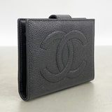 【6ic3728】シャネル 財布 キャビアスキン ブラック ゴールド金具【中古】レディース