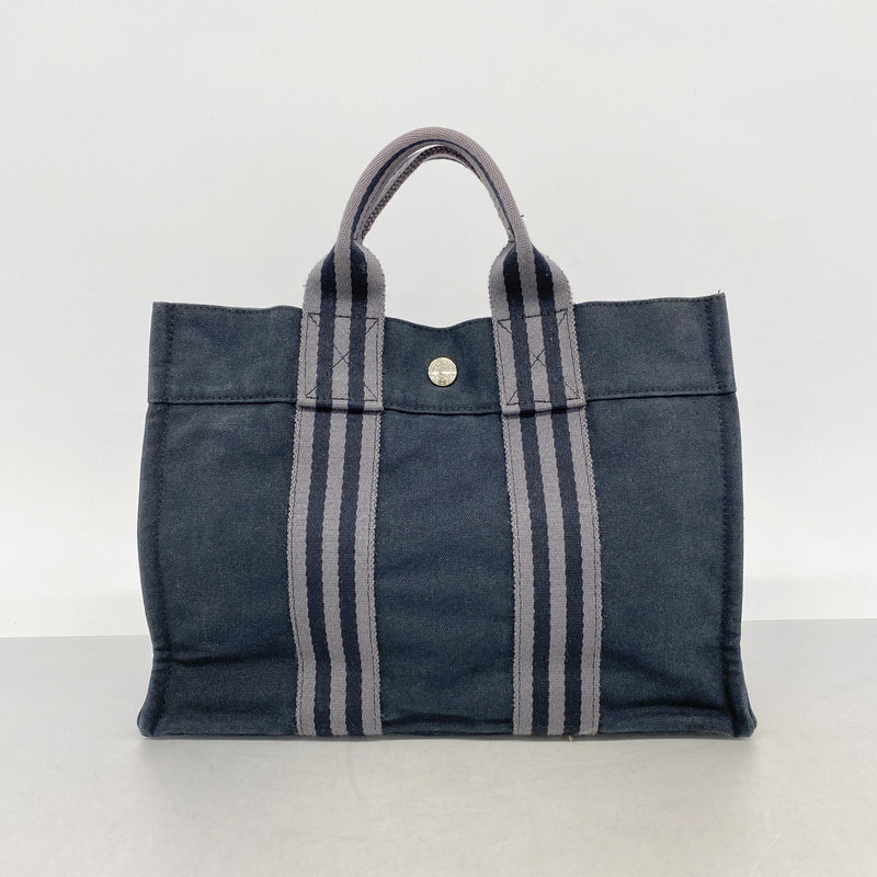 【6ic3761】エルメス トートバッグ フールトゥPM キャンバス ブラック シルバー金具【中古】メンズ レディース ユニセックス