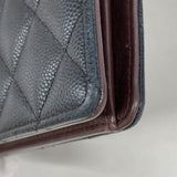【6ic3771】シャネル 長財布 マトラッセ キャビアスキン ブラック シルバー金具【中古】レディース