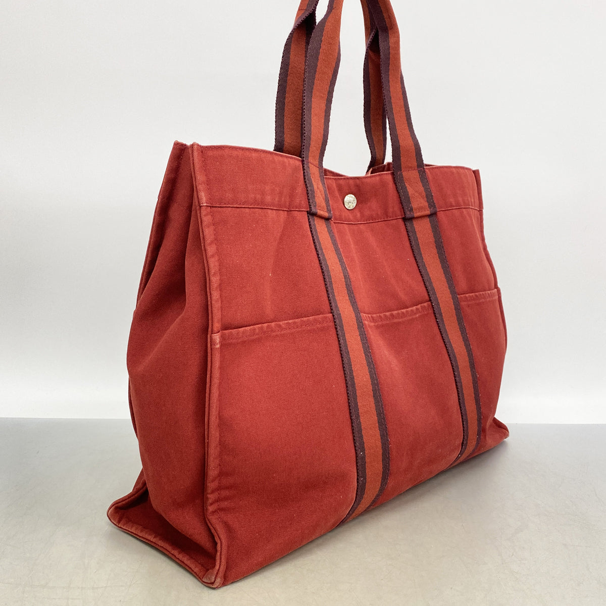 【6ic3772】エルメス トートバッグ フールトゥGM キャンバス ボルドー シルバー金具【中古】メンズ レディース ユニセックス