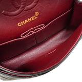 【6ic3783】シャネル ショルダーバッグ マトラッセ Wフラップ Wチェーン ラムスキン ブラック ゴールド金具【中古】レディース