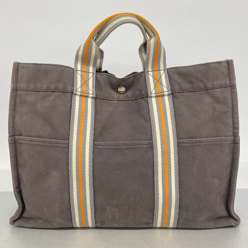 【6ic3788】エルメス トートバッグ フールトゥMM キャンバス グレー シルバー金具【中古】メンズ レディース ユニセックス