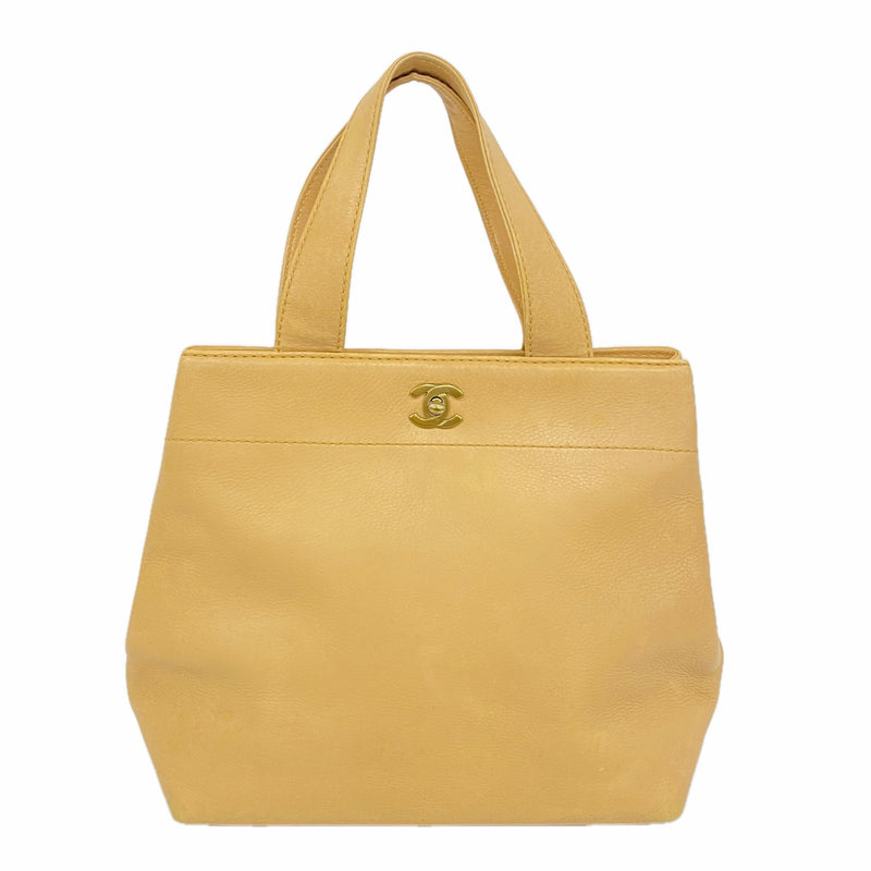 【6ic3789】シャネル トートバッグ レザー ベージュ ゴールド金具【中古】レディース