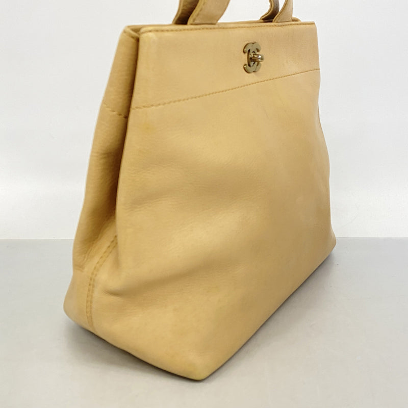 【6ic3789】シャネル トートバッグ レザー ベージュ ゴールド金具【中古】レディース