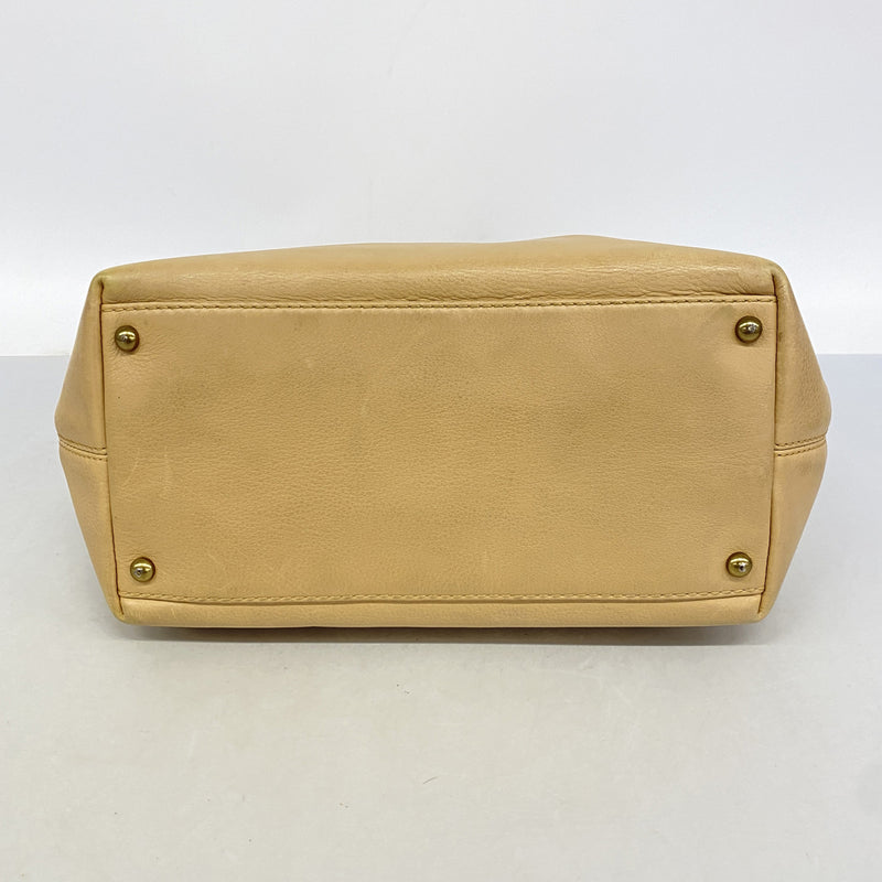 【6ic3789】シャネル トートバッグ レザー ベージュ ゴールド金具【中古】レディース