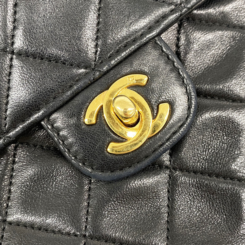 【6ic3821】シャネル ショルダーバッグ ミニマトラッセ チェーンショルダー ラムスキン ブラック ゴールド金具【中古】レディース