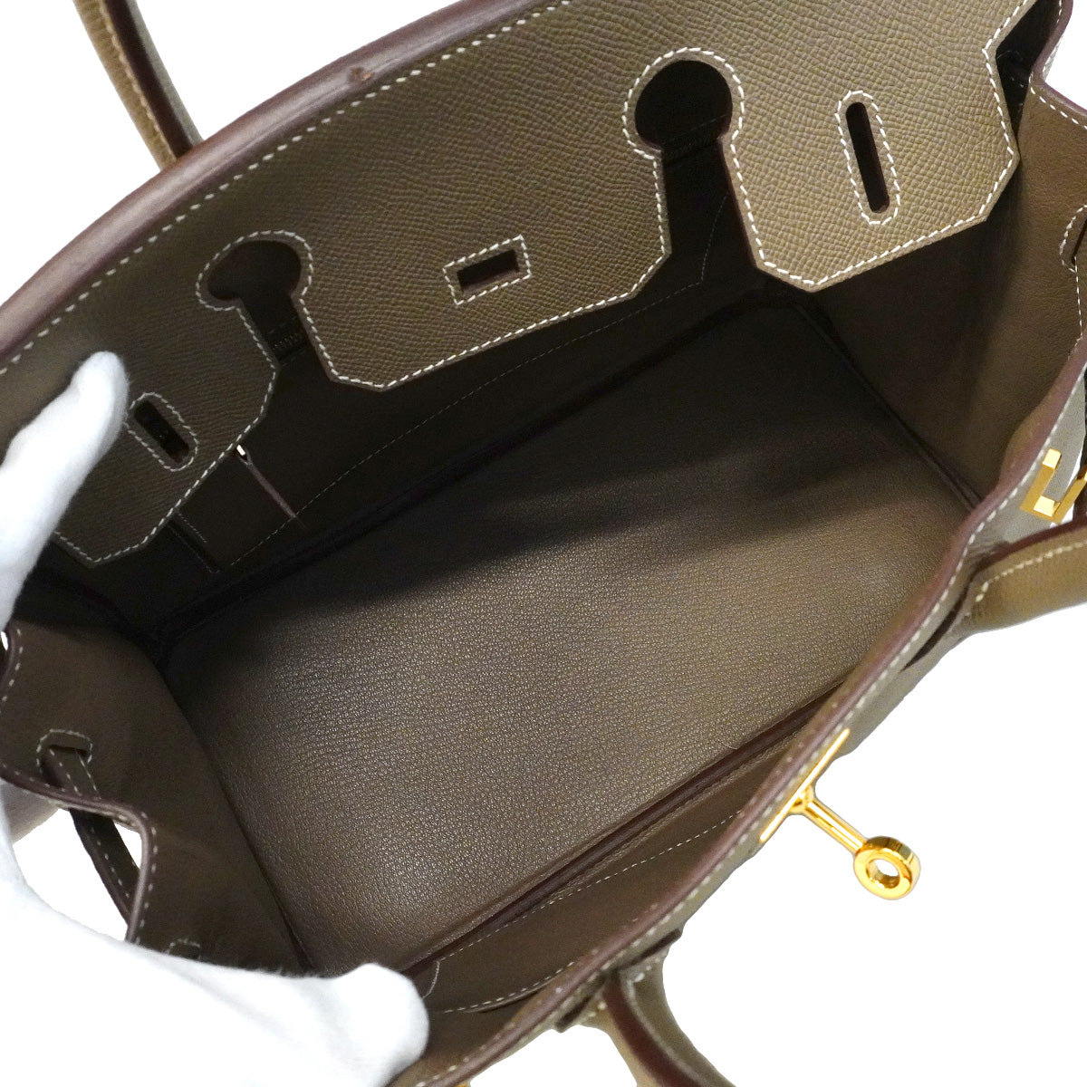 【6ic3846-g】エルメス ハンドバッグ バーキン30 ヴォーエプソン エトゥープ ゴールド金具 B刻印【中古】レディース