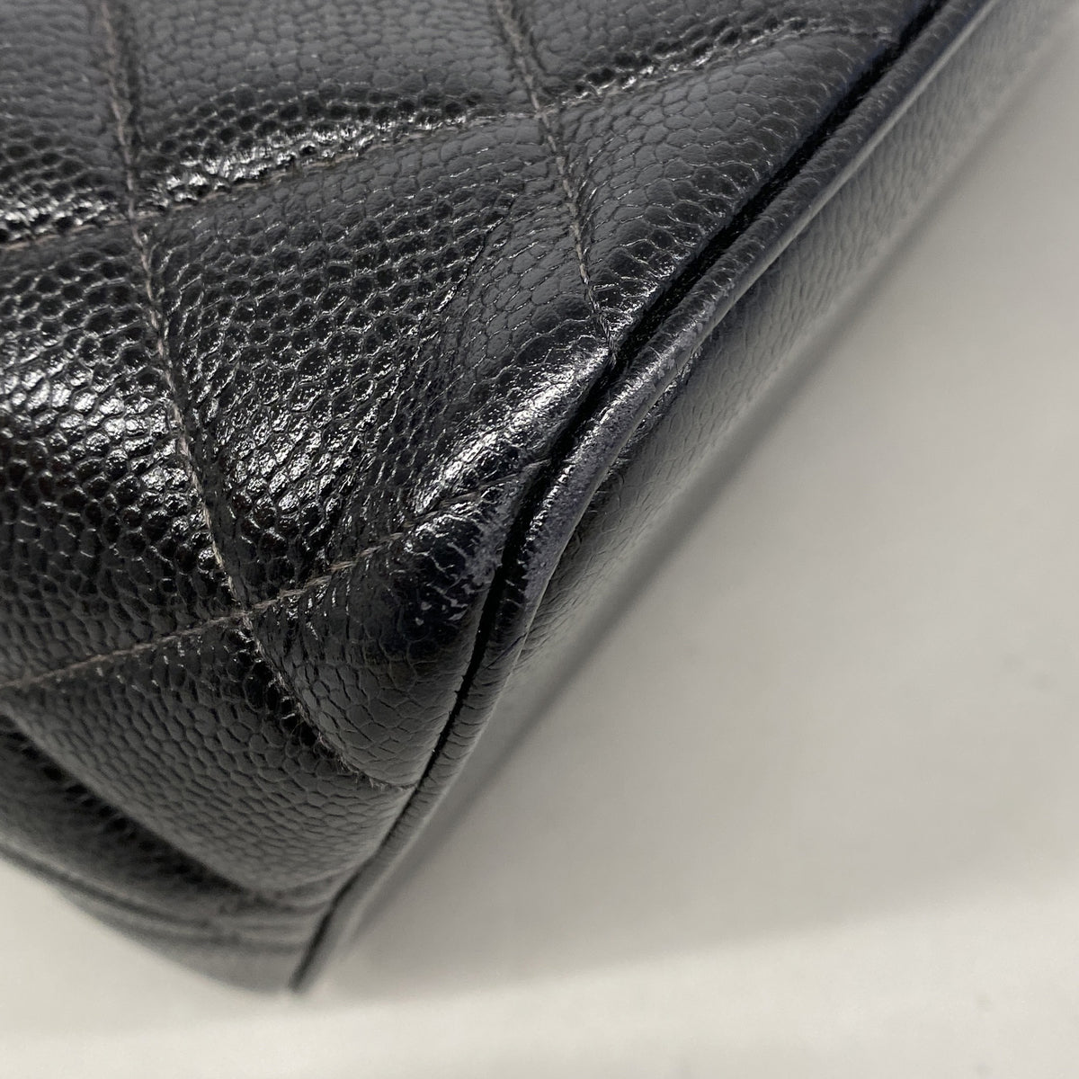 【6ic3849】シャネル トートバッグ 復刻トート キャビアスキン ブラック シルバー金具【中古】レディース