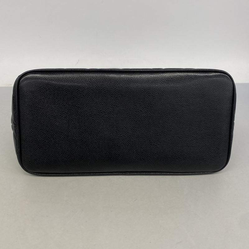 【6ic3849】シャネル トートバッグ 復刻トート キャビアスキン ブラック シルバー金具【中古】レディース