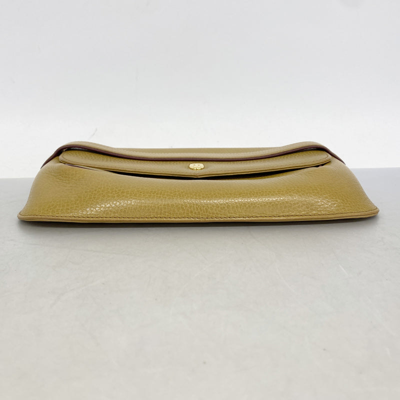 【6ic3851】カルティエ クラッチバッグ レザー マスタード ゴールド金具【中古】メンズ