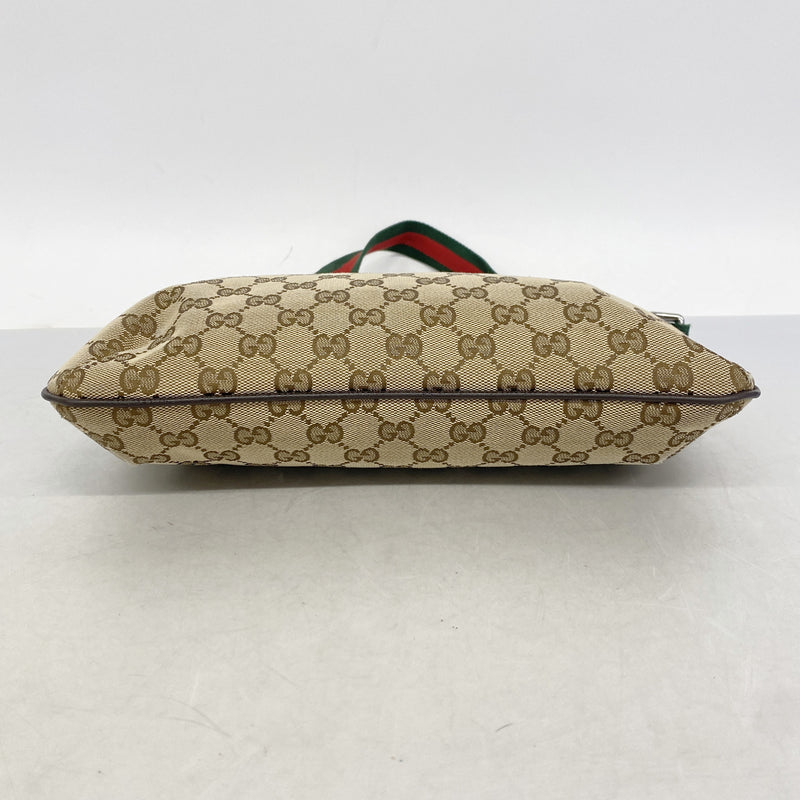 【6ic3858】グッチ ショルダーバッグ GGキャンバス/シェリーライン 189749 キャンバス ブラウン シルバー金具【中古】レディース