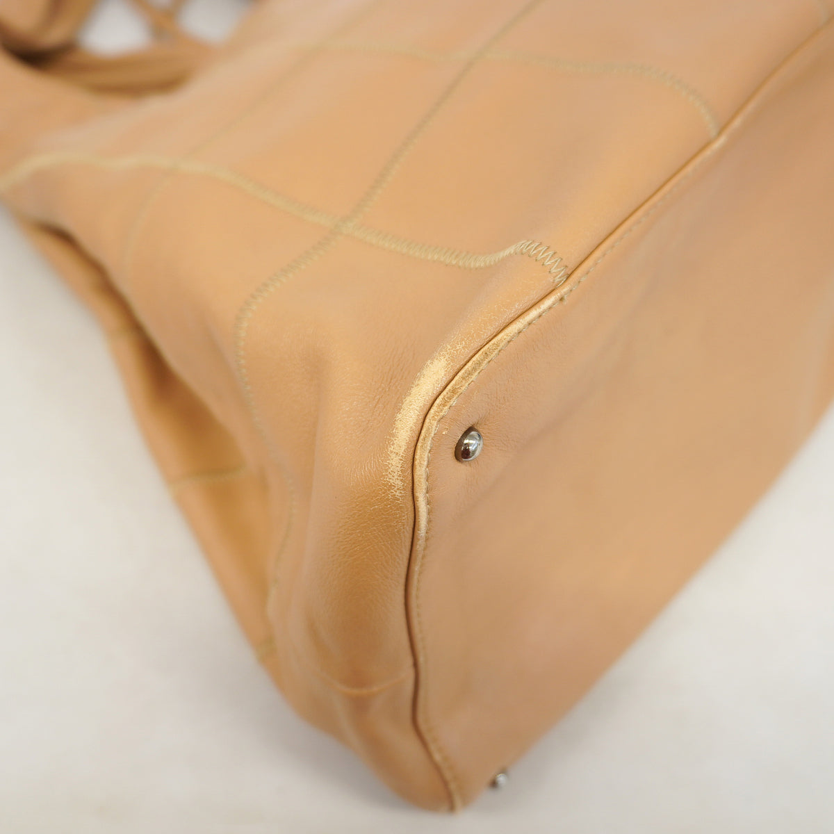 【6ic3879】シャネル トートバッグ チョコバー レザー ライトブラウン シルバー金具【中古】レディース