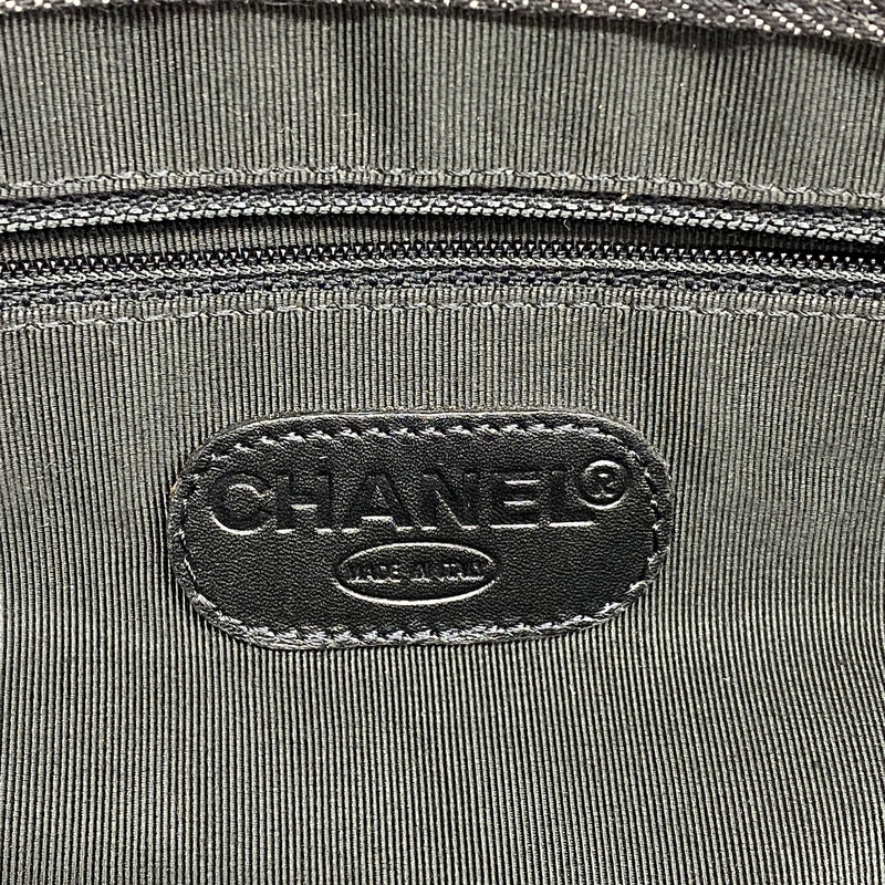 【6ic3899】シャネル トートバッグ デニム レザー ブラック ブラウン シルバー金具【中古】レディース
