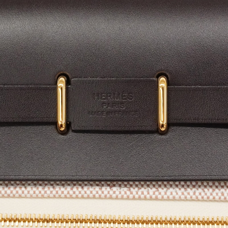 【6ic3921】エルメス ショルダーバッグ エールバッグジップミニ トワルアッシュ ブラウン ベージュ ゴールド金具 G刻印【中古】レディース