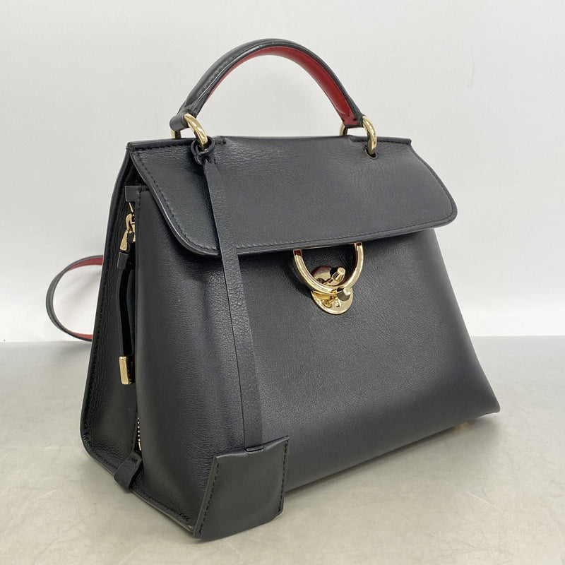 【6ic3935】サルヴァトーレフェラガモ ハンドバッグ ジェットセット レザー ブラック レッド シャンパンゴールド金具 2wayバッグ【中古】レディース