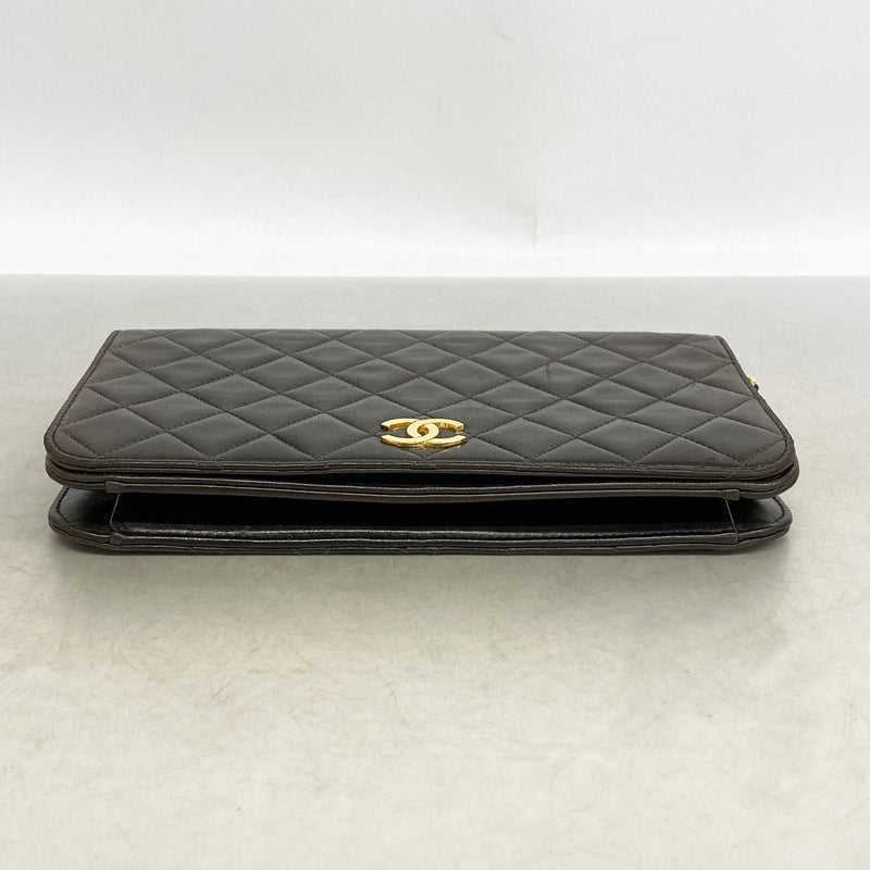 【6ic3937】シャネル ショルダーバッグ マトラッセ チェーンショルダー ラムスキン ブラック ゴールド金具【中古】レディース