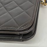 【6ic3937】シャネル ショルダーバッグ マトラッセ チェーンショルダー ラムスキン ブラック ゴールド金具【中古】レディース
