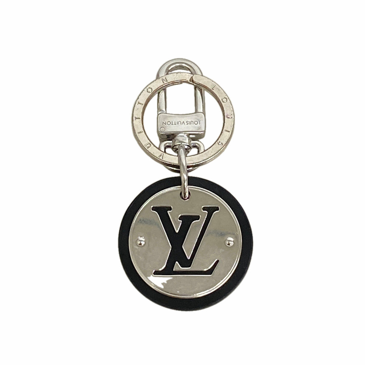 【6ic3944】ルイヴィトン キーホルダー・チャーム LVサークル M00741 シルバー ブラック【中古】メンズ
