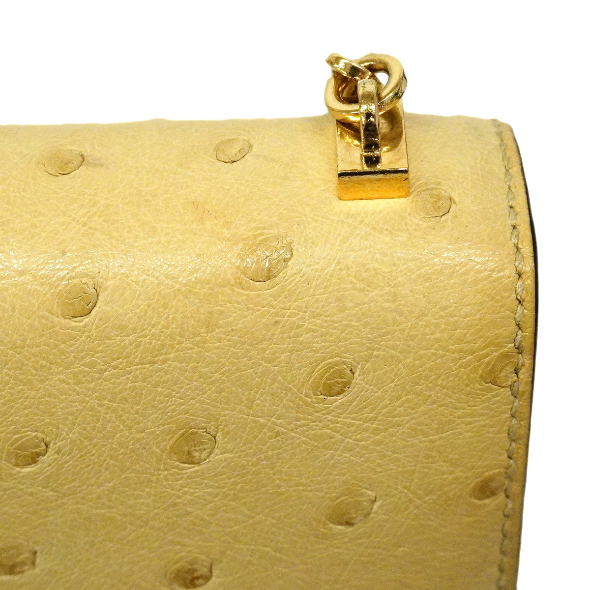 【6ic3966】エルメス ショルダーバッグ ヴェル― ミニ オーストリッチ ベージュ シャンパンゴールド金具 Z刻印【中古】レディース