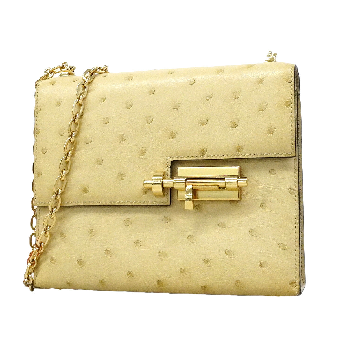 【6ic3966】エルメス ショルダーバッグ ヴェル― ミニ オーストリッチ ベージュ シャンパンゴールド金具 Z刻印【中古】レディース