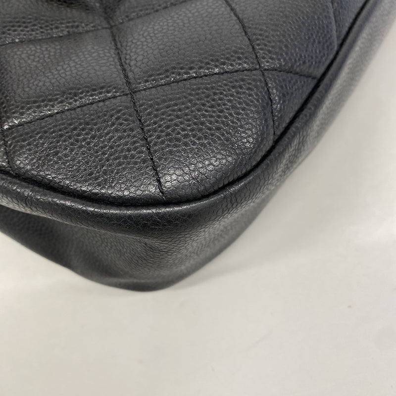 【6ic3989】シャネル チェーントート マトラッセ キャビアスキン ブラック ゴールド金具【中古】レディース