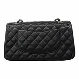 【6ic4057】シャネル ショルダーバッグ マトラッセ Wフラップ Wチェーン キャビアスキン ブラック シルバー金具【中古】レディース