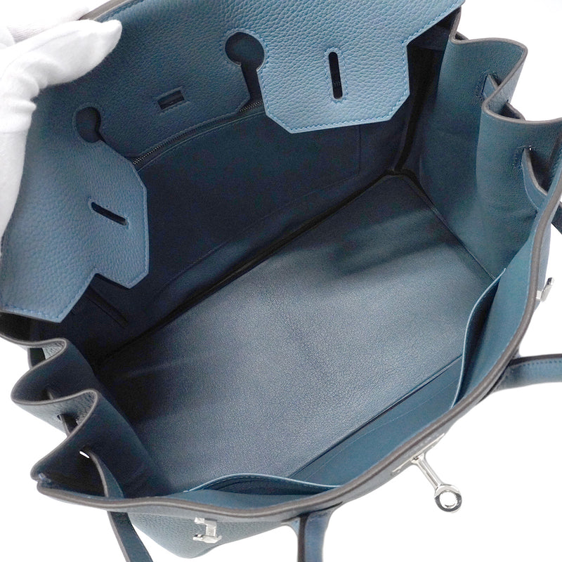 【6ic4059-e-g】エルメス ハンドバッグ バーキン35 トゴ ブルートンペット シルバー金具 G刻印【中古】レディース