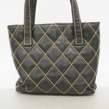 【6ic4080】シャネル トートバッグ ワイルドステッチ レザー ブラック ゴールド金具【中古】レディース