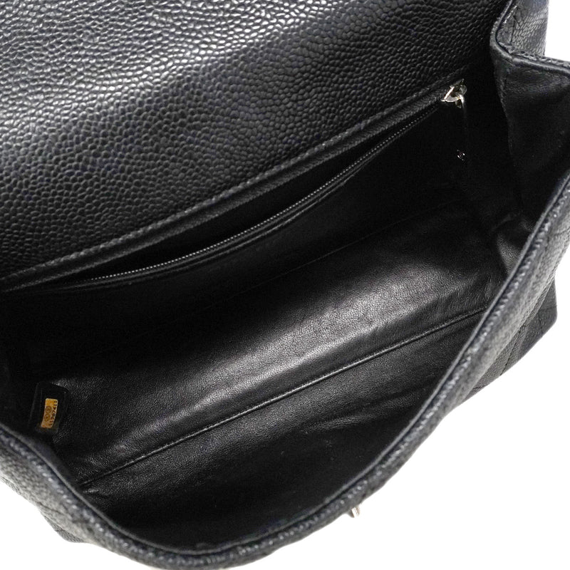 【6ic4108】シャネル ハンドバッグ マトラッセ キャビアスキン ブラック シルバー金具【中古】レディース