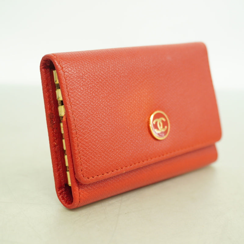 【6ic4161】シャネル キーケース ココボタン レザー レッド ゴールド金具【中古】レディース
