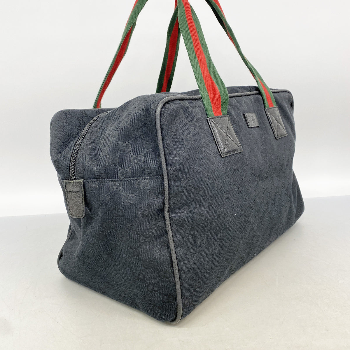 【6ic4179】グッチ ボストンバッグ GGキャンバス/シェリーライン 153240 キャンバス ブラック シルバー金具【中古】メンズ レディース ユニセックス