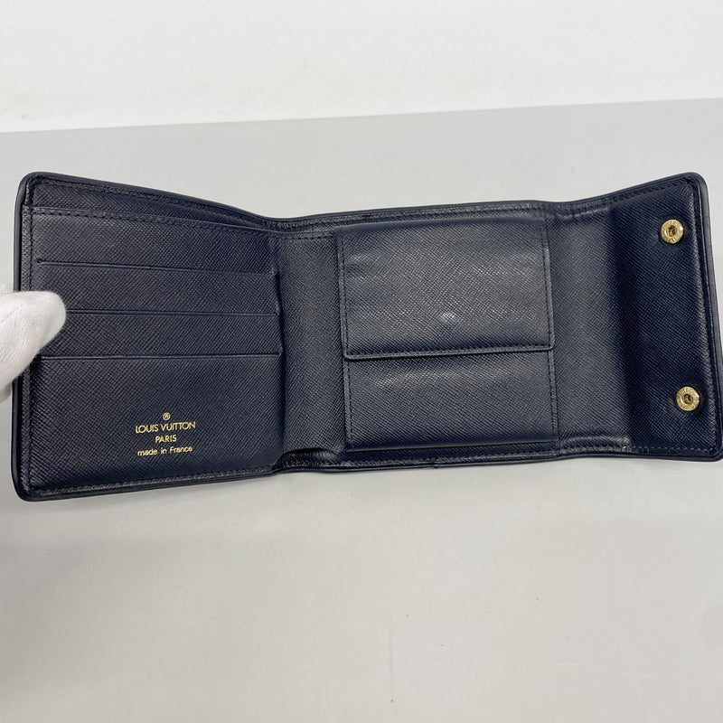 【6ic4238】ルイヴィトン 三つ折り財布 モノグラム・ミニ ポルトビエカルトクレディモネ M92439 TSTブルー【中古】レディース
