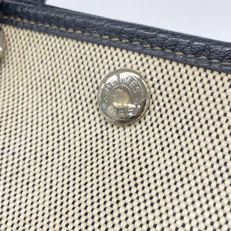 【6ic4263】エルメス トートバッグ ガーデンパーティTPM トワルアッシュ ブラック シルバー金具 □I刻印【中古】レディース