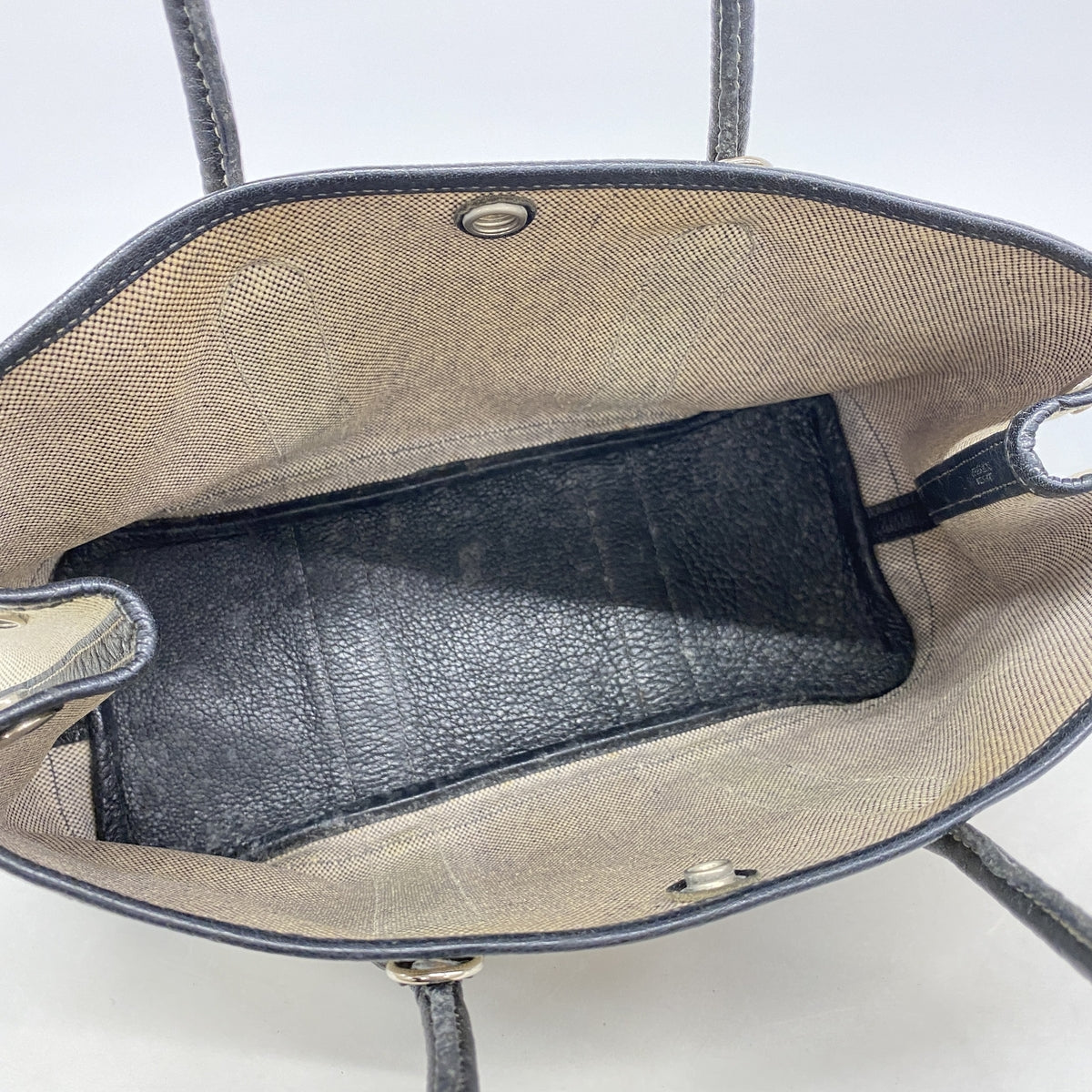 【6ic4263】エルメス トートバッグ ガーデンパーティTPM トワルアッシュ ブラック シルバー金具 □I刻印【中古】レディース