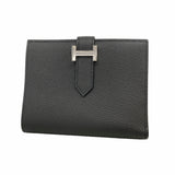 【6ic4264】エルメス 財布 ベアンコンパクト ヴォーエプソン ブラック シルバー金具 U刻印【中古】レディース