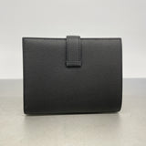 【6ic4264】エルメス 財布 ベアンコンパクト ヴォーエプソン ブラック シルバー金具 U刻印【中古】レディース