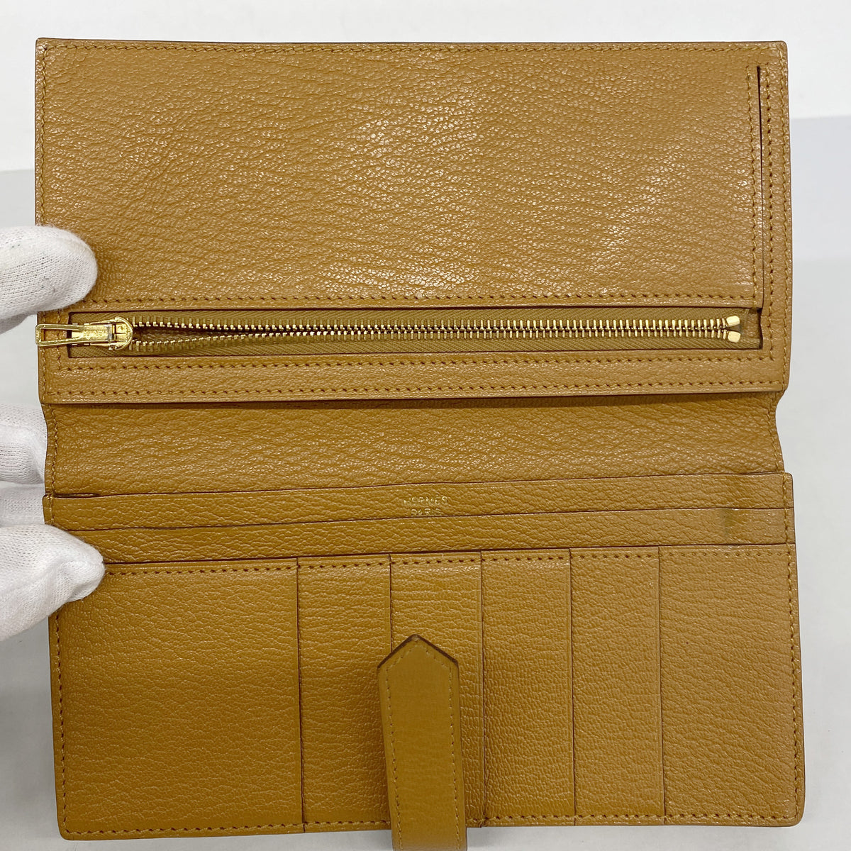 【6ic4350】エルメス 長財布 ベアンスフレ シェブルミゾル セサミ ゴールド金具 Y刻印【中古】レディース